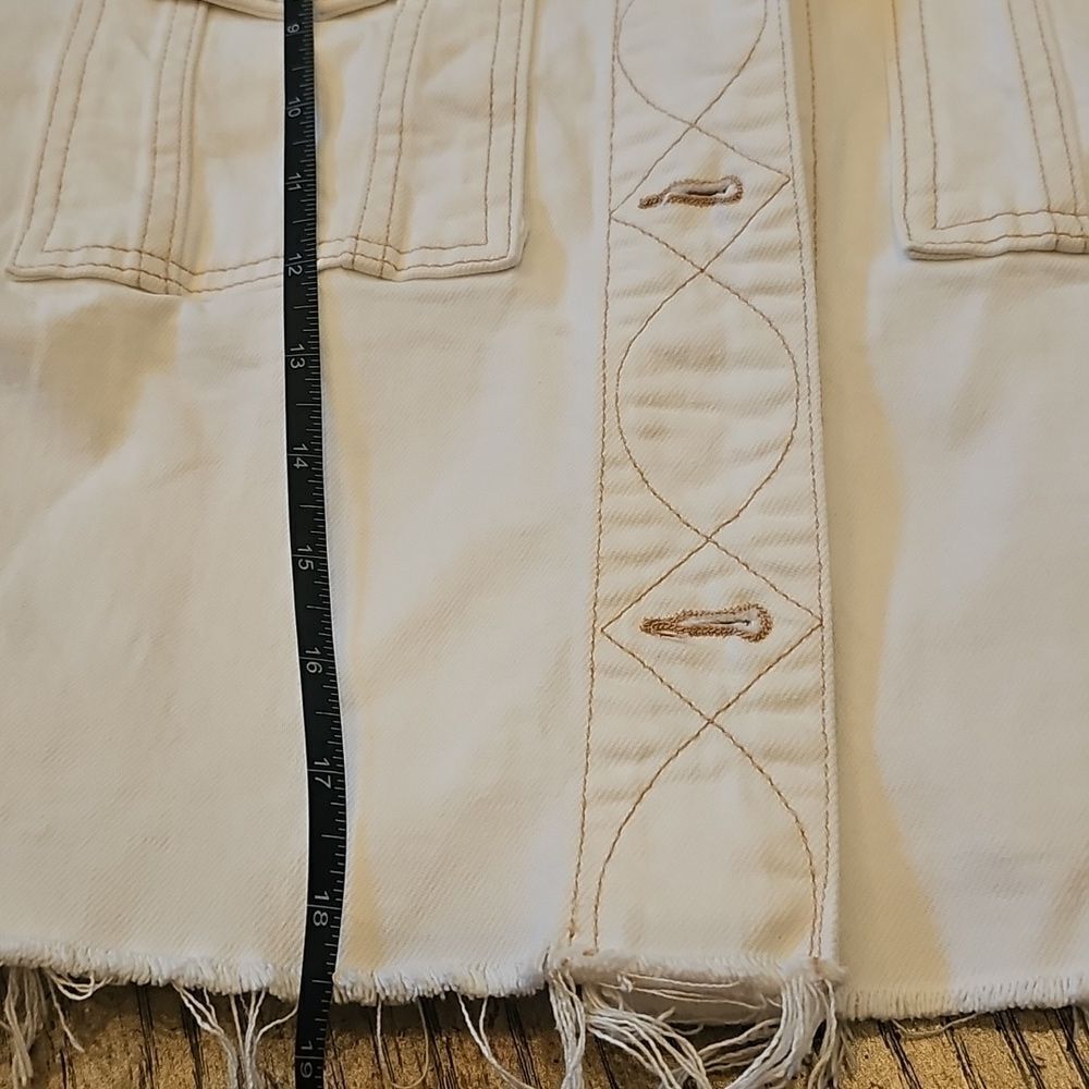 Frye Cropped Off White Denim Jacket Size S - Picture 5 of 12